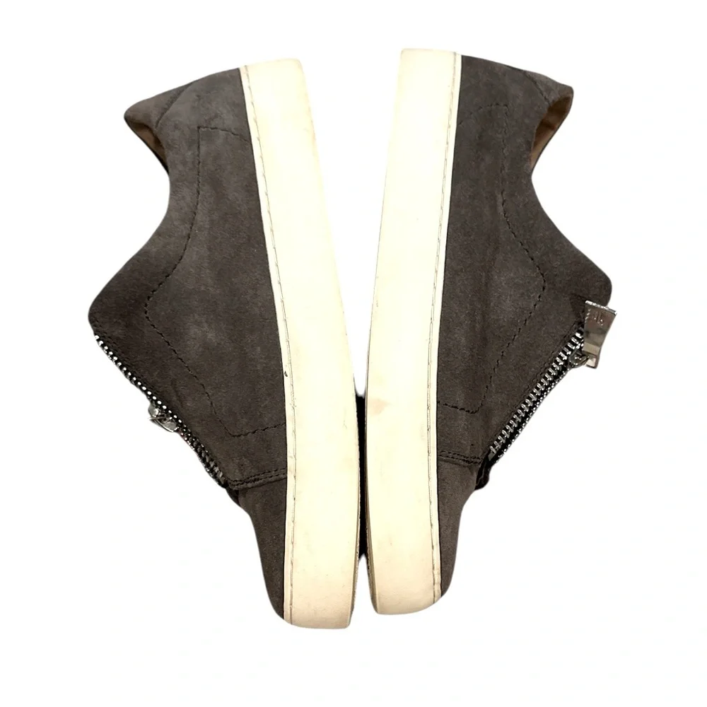FRYE LENA SUEDE ZIPPER CENTER FRONT GREY PLATFORM SNEAKER SHOES 8